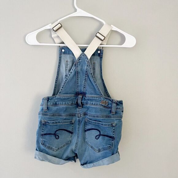 Justice Shortalls Girls Light Blue Overall Short 8 Denim Distressed Jeans - Picture 3 of 9